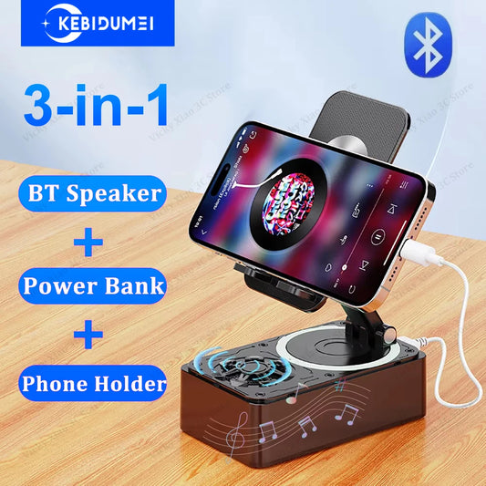 3-in-1 Bluetooth Speaker Power Bank Foldable Wireless Speaker Phone Stand