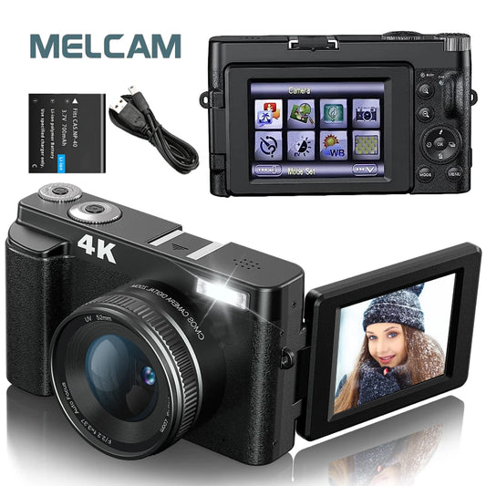 4K Digital Camera  48MP  180° Flip Screen with Flash