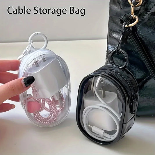 Portable Mini Clear Zipper Storage Bag  for Earphones & Chargers